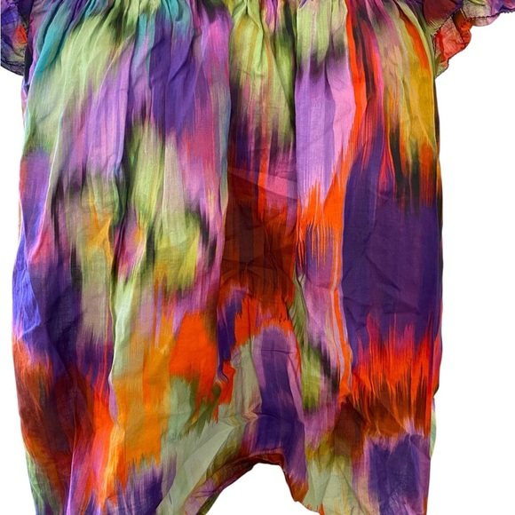 Olivaceous Womens Blousen Peasant Style Top Size Small Tie Dye Ruffle Sleeve - Picture 5 of 6